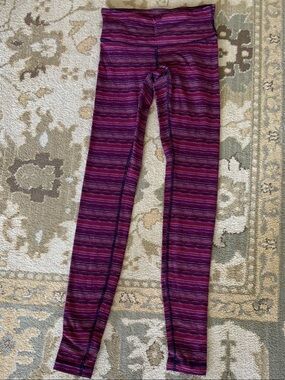 lululemon athletica Pink & Purple Striped mid-Rise Leggings